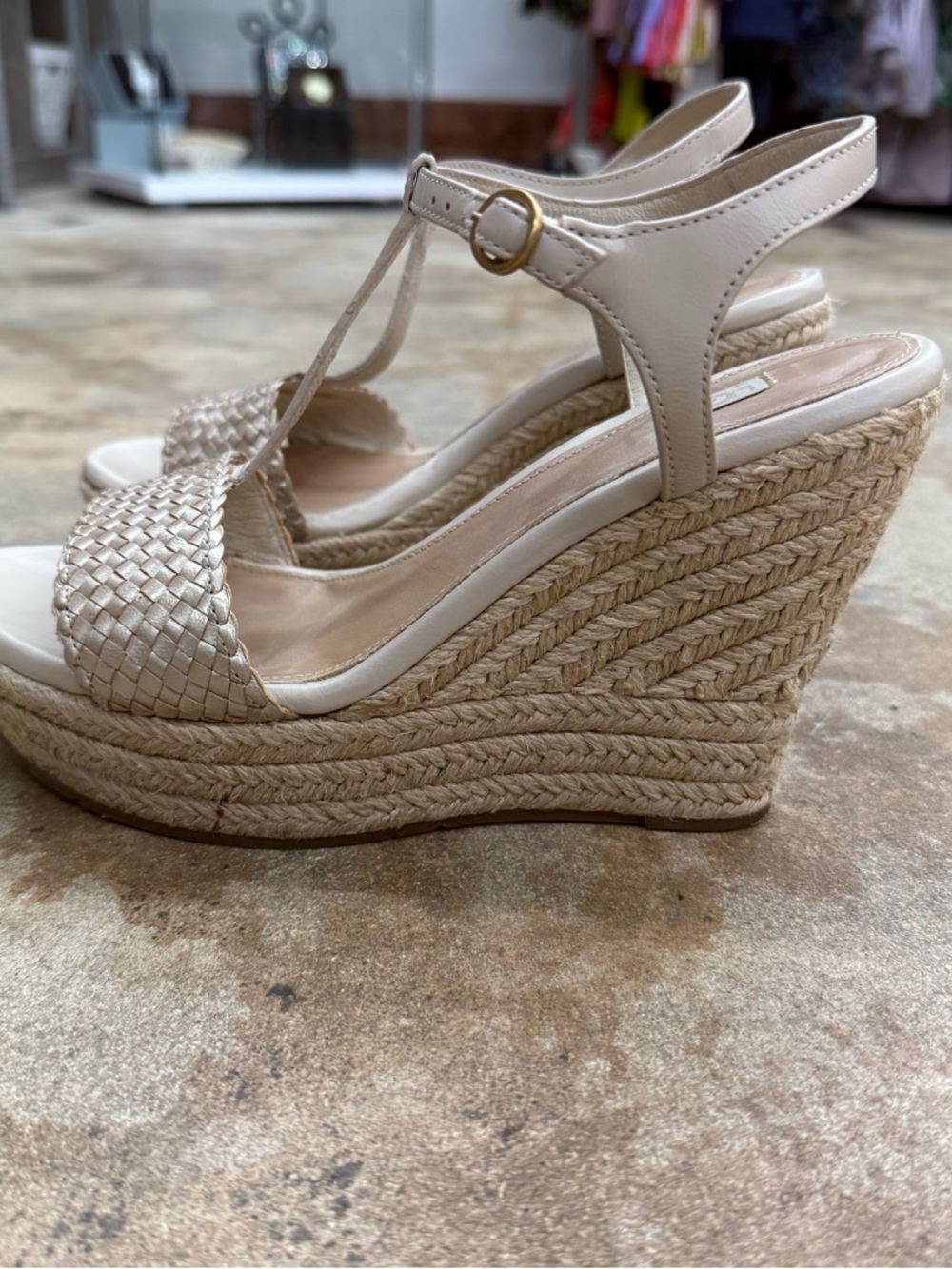 UGG Women's Metallic Woven Espadrille Wedge Sandals - Gold - Picture 6 of 10